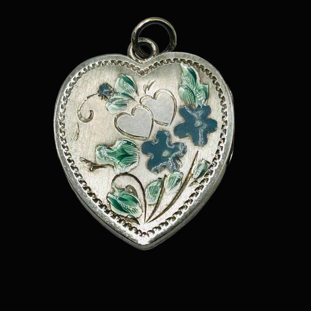 Gorgeous Sterling Silver Enamel Heart Locket Pendant